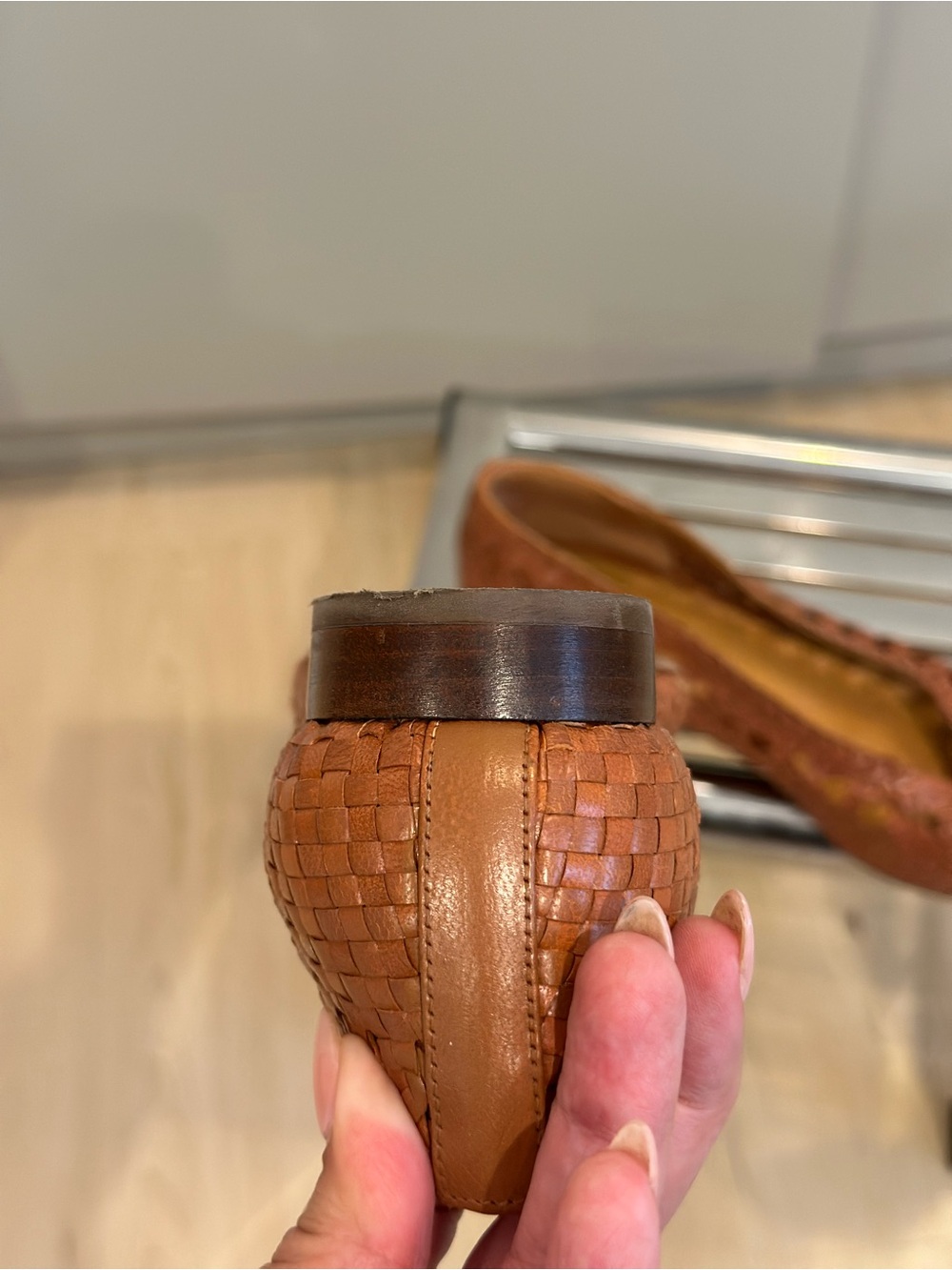 Sezane Woven Leather Flats in Tan - Picture 12 of 13